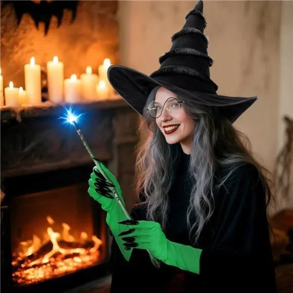 Wicked Witch Hat Glasses Gloves Socks Halloween Costume - Picture 5 of 8